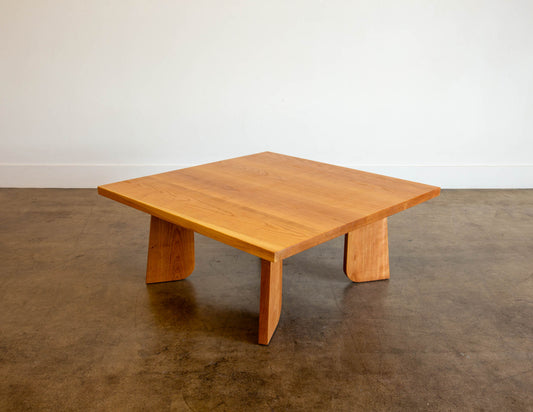 A full view of the hand-built Snyder DePass Temple Coffee Table, crafted from solid Cherry. The table features a clean, minimalist design with a low-profile silhouette.